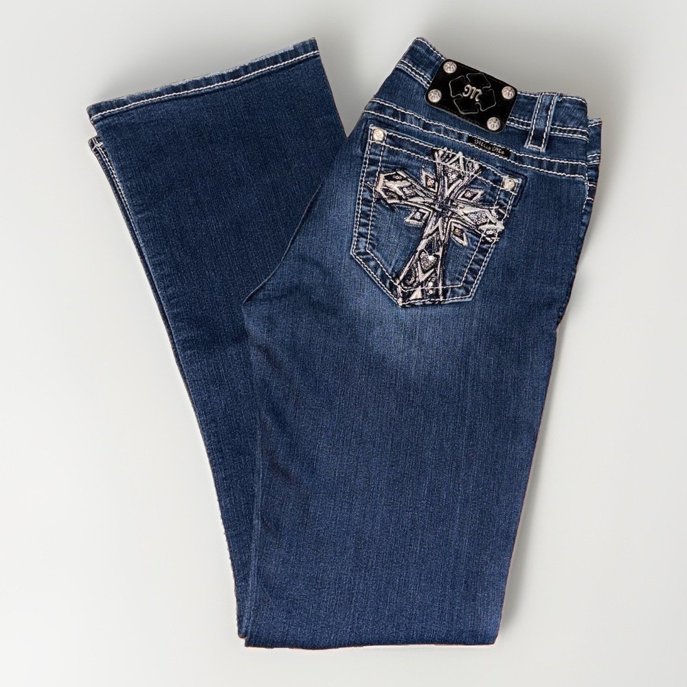 Miss Me Women's Jeans, Size 30, Blue, Mid-Rise, Boot Cut Inseam 34 Excellent Co